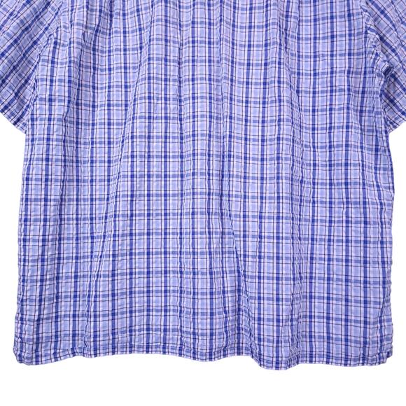 L.L. Bean Men's Short Sleeve Plaid Button-Up Shirt Sz Large Blue & White Casual - Picture 10 of 10